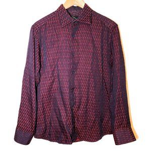 Jhane Barnes Frequency Red & Blue Patterned Shirt Medium